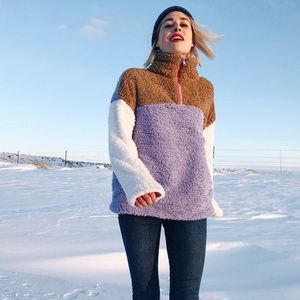 GAP Sherpa Tri-Color Pullover Sweatshirt Sweater Small